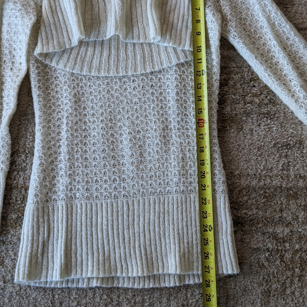 Apt. 9 White Ivory Metallic Open Knit Cowl Neck Sweater Women's Size Small - Picture 5 of 8